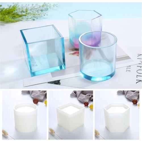 ANGELADY Silicone Mold DIY Pen Holder Epoxy Resin Tools Desk Organizer Decor Storage Stationary Molds Square Round Hex Geometric