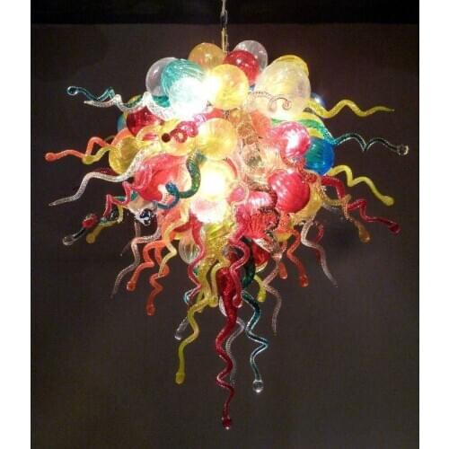 Contemporary Dining Room Colorful Murano Glass Indian Hanging Lamps Bubble Shape Style