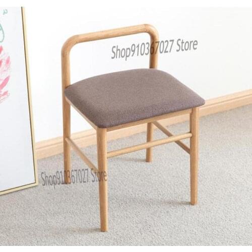 Original solid wood dressing stool porch soft bag shoe changing stool Nordic modern minimalist bedroom oak makeup stool