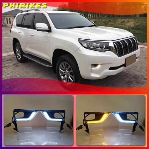 2PCS LED Daytime Running Light For Toyota Land Cruiser Prado 2018 Car Accessories Waterproof 12V DRL Fog Lamp Decoration