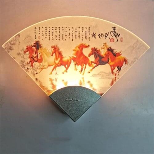 LED Wall Lamp Chinese Retro Style Sector Room Flashlight Living Room Bedroom Decorative Lamps House Decoration Indoor 5W E11903