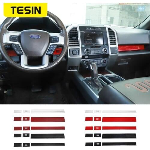 TESIN ABS Car Center Console Grab Handle Decoration Cover Stickers For Ford F150 2015-2021 Interior Parts Car Accessories