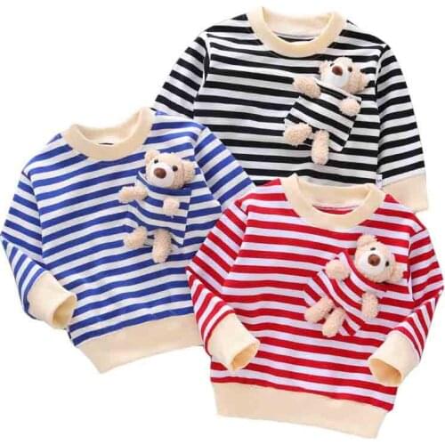 Baby Boy Clothes Baby Boys Sweatshirts For Autumn 2021 Casual Long Sleeve Tops Fashion Stripe Children Clothing 1-6 Year Old