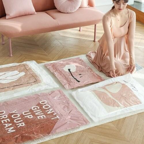 2pcs Vacuum Compression Storage Bags Travel Space Saver Seal Bag Clothes Comforters Blankets Pillows Vacuum Bag with Hand Pump