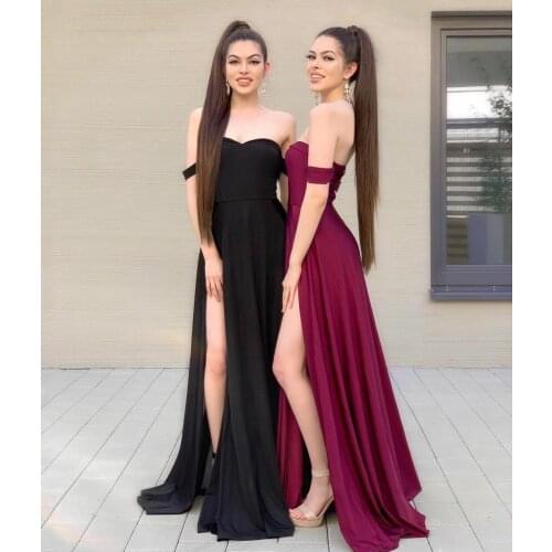 Vintage Long Chiffon Burgundy Prom Dresses with Slit A-Line Corset Back Floor Length Robe De Soiree Formal Party Gown