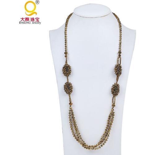 Vintage crystal bead necklace faceted crystal beads gold blue pink crystal beads necklace for all occasions boho necklace