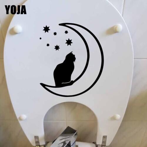 YOJA 18X20.5CM Cat Moon Stars Art Wall Sticker Home Animal Toilet Decal Pet Decor T5-0008