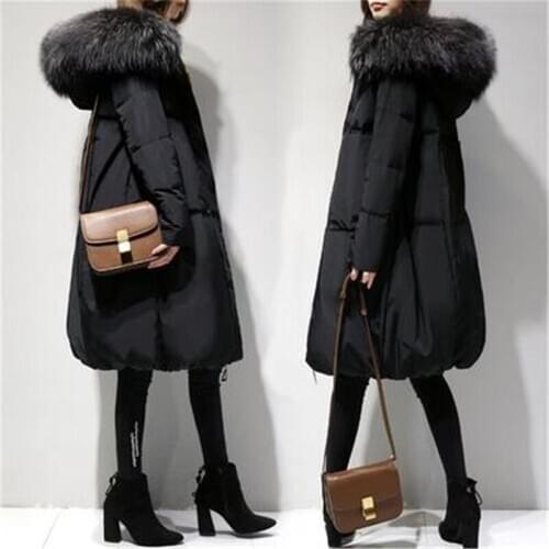 Plus Size 6XL 2020 Winter Women Loose Thick Warm Jacket Female Faux Fur Collar Hooded Down Cotton Coat Parkas Outwear 216