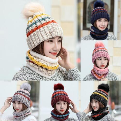Winter Womens Knit Hat Womens Autumn Winter Wool Cap Fashion Winter Womens Hat Balaclava Hat Two-piece Support Wholesale #ND