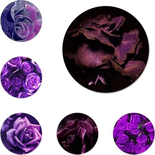 Purple rose Icons Pins Badge Decoration Brooches Metal Badges For Backpack Decoration