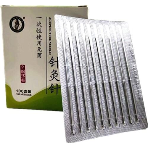 100 Pcs Disposable Sterile Acupuncture Needle disposable needle ring handle Chinese medicine Point massage Relax