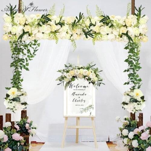 100CM Peony Wedding Arch Backdrop Flower Arrangement Silk Rose Hydrangea Artificial Flower Row Window T Station Party Decoration