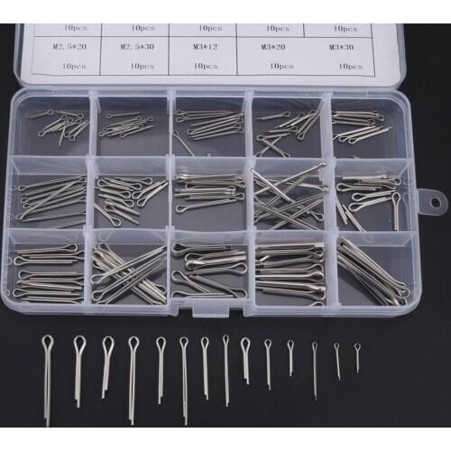 150Pcs Split Cotter Pins Kit Set W/ Box Stainless Steel Assortment Split-Cotter Fastening Pins 15 Types M1-M3 Hot Sale Wholesa