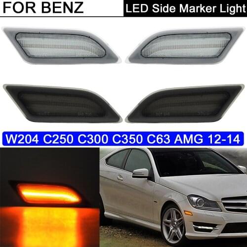 2Pcs Error Free Front LED Side Marker Lamp Amber Turn Signal Light For Benz C-Class W204 C250 C300 C350 C63 AMG 2012-2014