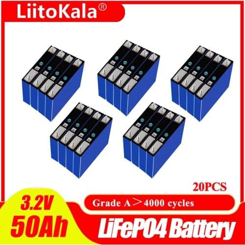 LiitoKala 3.2v 50Ah LifePo4 battery lithium 150A 3C high drain for diy 12V 24V solar Inverter electric vehicle coach golf cart