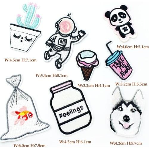 8pcs/lot FEELINGS panda DOG Cloth Badges Patch Clothes Apparel Sewing Decoration Applique Bagde Patches Accessories Drink