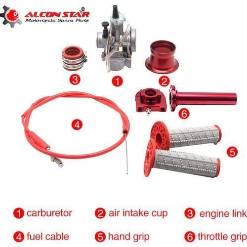 Alconstar Handle Grips Air Filter Cup Throttle Grips Cable + PWK 21 24 26 28 30 32 34 Carburetor With Power Jet For Racing ATV