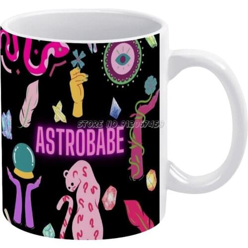 Astrobabe Collage Of Animals & Flowers Glowing Neon Pink Coffee Mugs High Fashion Luxury Pattern Ceramic Mug Custom Cup Mugs Cof