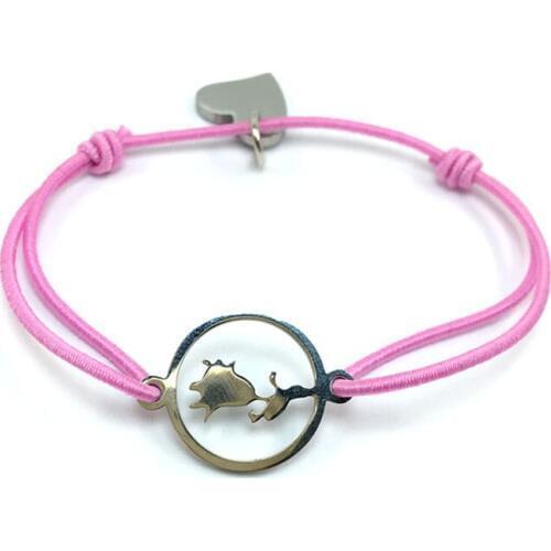 Wish Bracelet Rose Flower Stainless Steel Charm Adjustable Cord Lucky Bracelet For Men Women