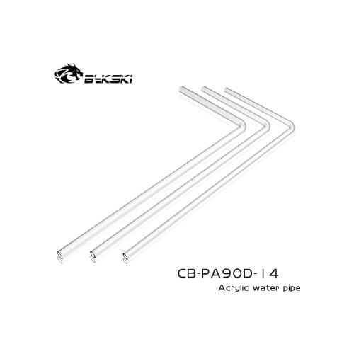 BYKSKI CB-PA90D-14 90 degree Bended Acrylic PMMA Hard Tube OD14mm 50cm Length 90 degree Pre-bended Pipe Water Cooling 200X500MM