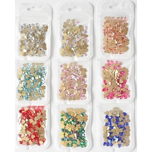 Valentines Day 500pcs Mixed Color Nail Love Heart Rhinestones Stones Romantic Crystal Glass Stone For Nail DIY Rhinestones BG65