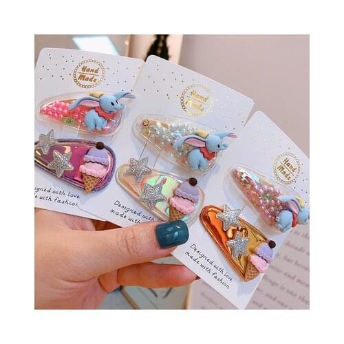 Disney Dumbo Elephant 10983A03 Anime Headwear Kids Accessories Cartoon Hairband Child Girls Hair Pin Birthday Gifts New