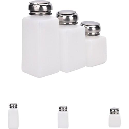 Nail Polish Remover Alcohol Liquid Press Pumping Dispenser Bottle White anti-static alcohol bottle press type