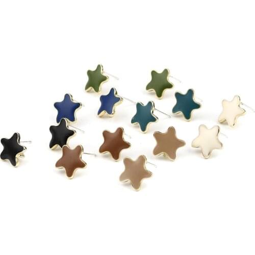 DoreenBeads Cute Ocean Jewelry Star Fish Gold Color Ear Post Stud Earrings Findings Colorful Enamel Women Handmade Party Jewelry