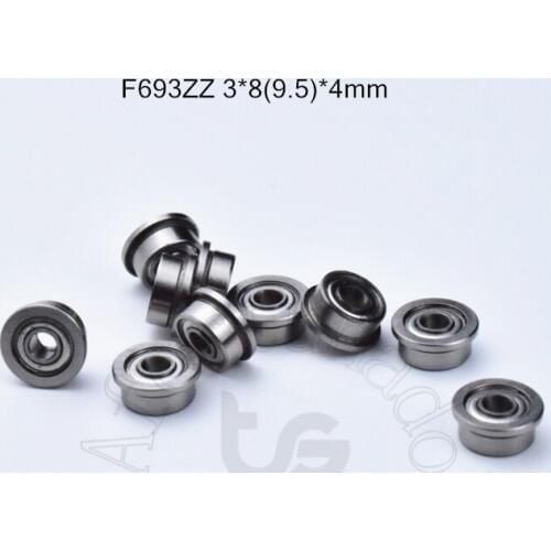 F693ZZ 3*8(9.5)*4mm 10pieces Flange bearing 693 Metal sealed free shipping ABEC-5 chrome steel miniature bearings hardware