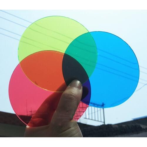 Physics optics 9.5cm Colour transparent film Red Green Blue Trichromatic filter 0.2 cm thick