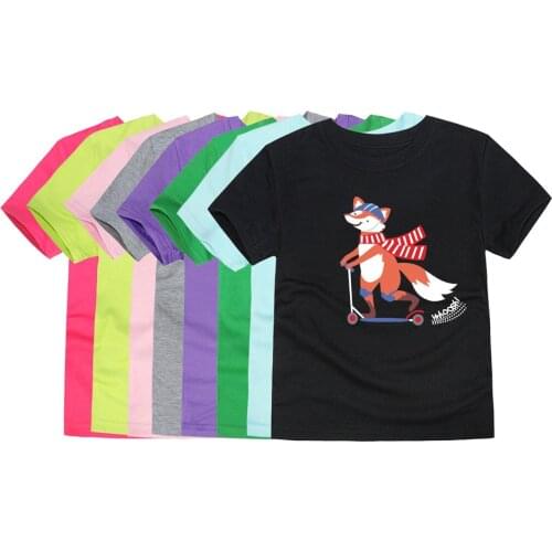 2 4 8 10 12 Years T-Shirts for Boys Girls Tees Baby Boy T-Shirt Summer Cotton Shirt Fox/Floral Short Sleeve Tshirt Children Tops