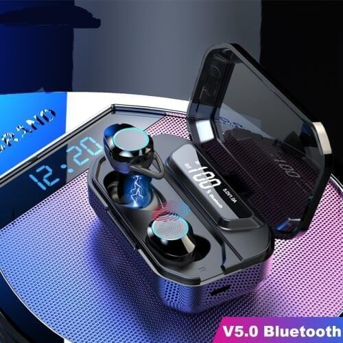 G02 TWS Bluetooth 5.0 Wireless Earphone Waterproof Earbuds Handsfree Earphones 3300mAh Charging Auto Pairing for sports