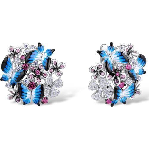 Glamorous Butterflies Shiny Cubic Zirconia Earring Fashion Jewelry Enamel for women jewelry gift high quality zircon earring