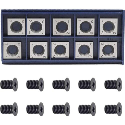 Hot 10Pcs 14mm Square Straight Carbide Cutter Insert with 10Pcs M610mm Screws for Wood Working Spiral/Helical Planer Cutter Head