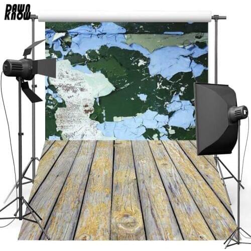 DAWNKNOW Worn-out Wall New Fabric Polyester Background For Newborn Wood Floor Vinyl Backdrop For Personal Photo Studio F756