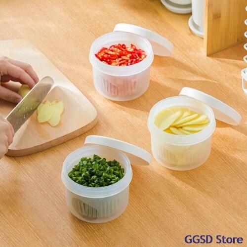 Kitchen Double Layer Drain Box Fresh-Keeping Drain Sealed Box for Food Ginger Garlic Container Fruit Organizer Fridge Crisper