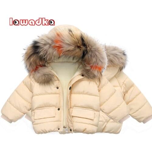 Lawadka 2-6T New Winter Thick Warm Kids Padded Coats Cotton Down Boys Girls Clothes Fashion Children Fur Collar Jacket Outerwear