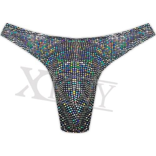 XCKNY Oversize t-pants sexy mens shiny bikini high score sexy tights bikini underpants colorful sequins