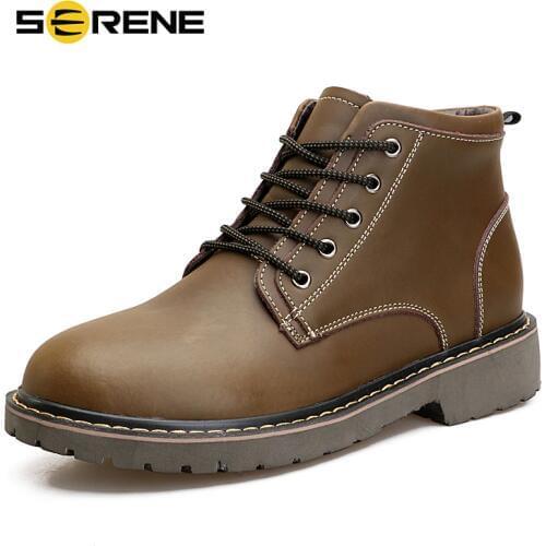 SERENE Brand Winter Warm Working Ankle Boots Fashion Waterproof Hight Quality Men Shoes Classic Leisure Retro Leather Footwear
