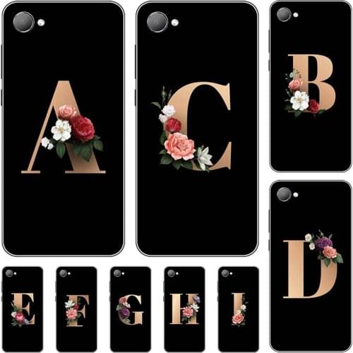 For HTC Desire 12 Case Cute Lovely Cartoon Pattern Flower Black Letters Silicone Soft Back Cover