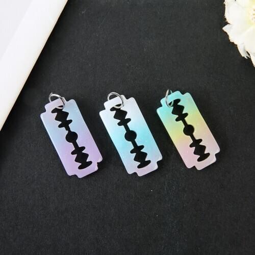 20Pcs 32*15mm DIY Razor Blade Shape Charms Resin Craft for Earrings Pendant Accessories Jewelry Making