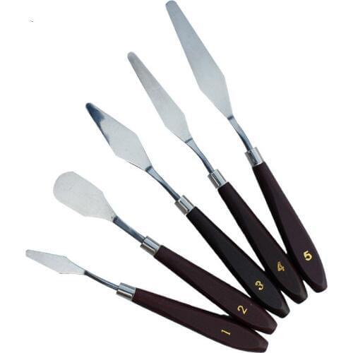 5PCS Mixed Stainless Steel Palette Scraper Set Spatula Knives Artist Oil Painting Tools Painting Knife Blade