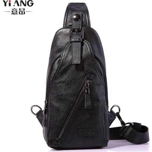New real leather mens chest bag top layer leather messenger bag leisure outdoor sports single shoulder bag chest small bag
