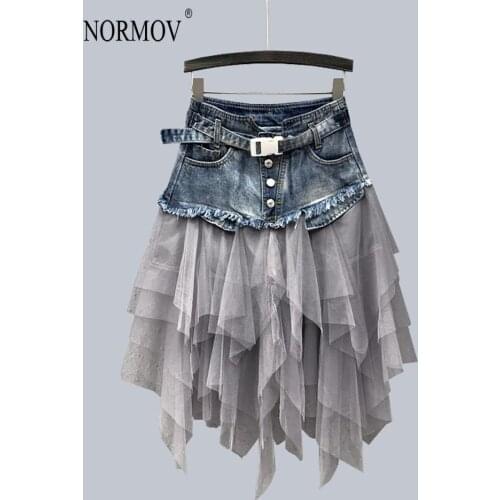 NORMOV Denim Skirts For Women