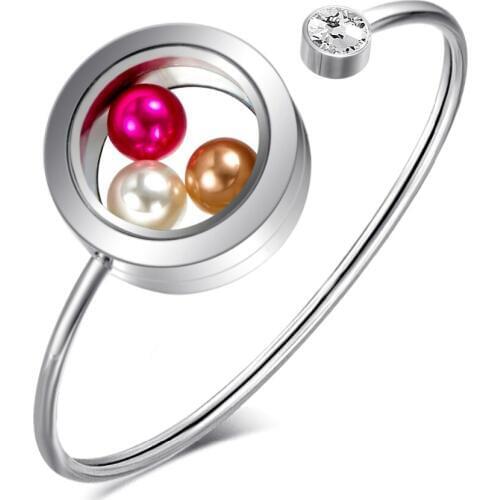 Newest 316 l Stainless steel locket charms twist bracelet for fit charms and 8mm pearls