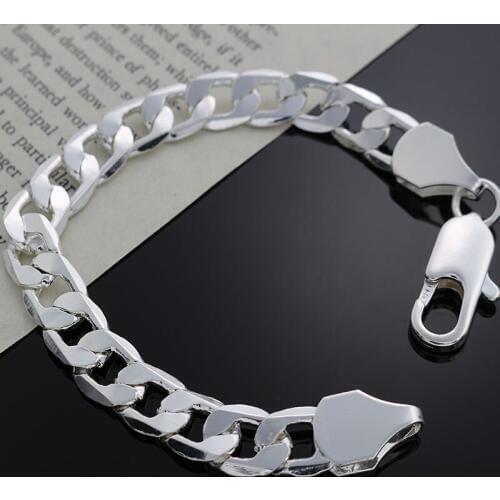 Personalized Man 10MM flat sideways silver color bracelets new listings high quality fashion jewelry Valentines Day gift