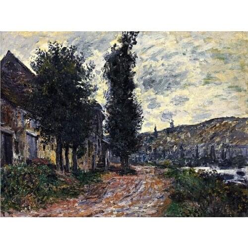 Landscape Art Oil Painting on Canvas for Home Decor Tow Path at Lavacourt by Claude Monet Impressionist Wall Painting Handmade