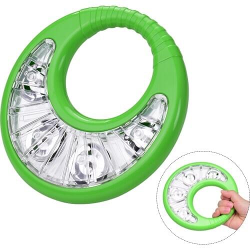 Plastic Mini Handbells Hand Tambourine Bells Handheld Toy Tambourines for Kids Rattle Percussion Musical Instruments Green