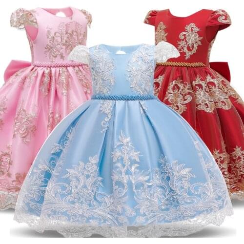 Elegant Girls Dress Elegant Princess Children Dress For Wedding Christening Gown Birthday Party Dress Vestido Infantil 6 8 10T