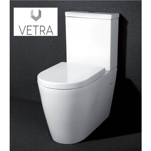 Full toilet PACK SIENA DUAL output: HORIZONTAL or VERTICAL bottom entry white porcelain cushioned lid VETRA anchors